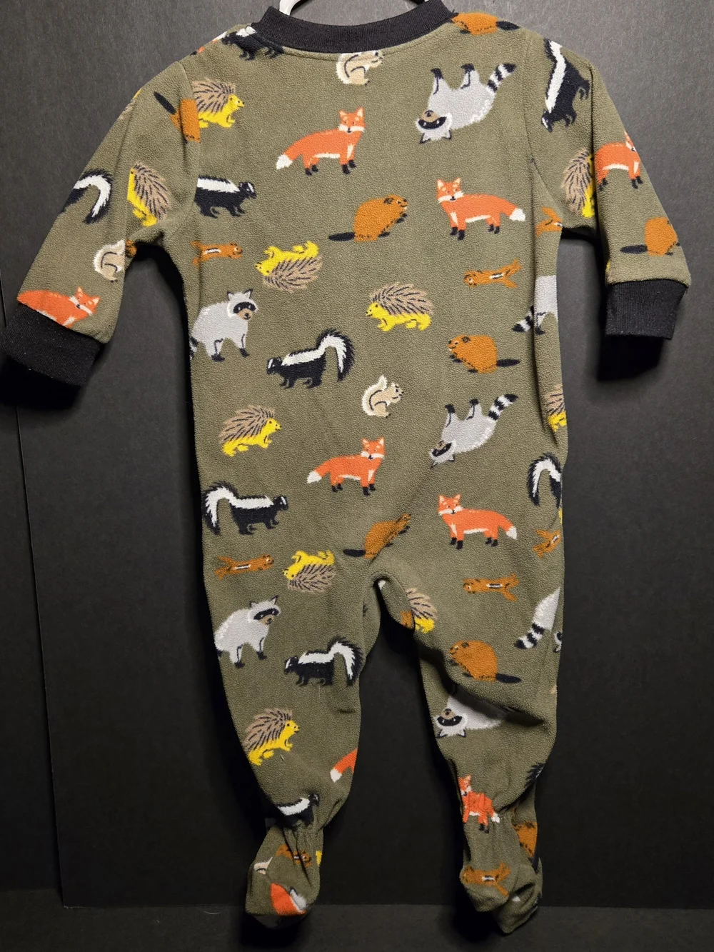 Carter's Olive Green Woodland Animal Footed One-Piece